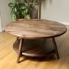 Circular Coffee Table with Shelf | Tables by Crafted Glory. Item made of oak wood works with scandinavian style