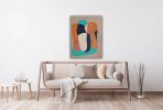 Midcentury modern wall art minimalist navy blue white | Oil And Acrylic Painting in Paintings by Berez Art. Item made of canvas compatible with minimalism and mid century modern style