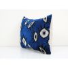 Ikat Eye Blue Pillow Pillow Cover | Sham in Linens & Bedding by Vintage Pillows Store. Item made of cotton with fiber