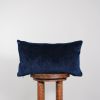 Deep Navy Blue Velvet Lumbar Pillow 14x20 | Pillows by Vantage Design