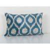 Ikat Lumbar Pillow, Sky Blue Silk Velvet Pillow Cover, Polka | Cushion in Pillows by Vintage Pillows Store