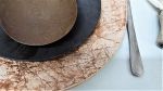 Rustic Ceramic Dinner Plates Set, 3 pieces Dinnerware set | Dinnerware by YomYomceramic. Item made of stone