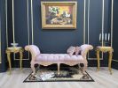 French Style Chaise Lounge/ Antique Gold Leaf Finish/Hand Ca | Couches & Sofas by Art De Vie Furniture