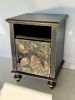 Handcrafted Black Accent Cabinet with Botanical Relief | Solid Wood Side Table | Nature Inspired End Table | One of a Kind Furniture | Console Table in Tables by Birds and Gardens Inc. Item made of maple wood works with boho & contemporary style