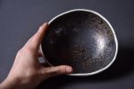 Set of 2 - BRONZE porcelain bowl irregular, white porcelain | Dinnerware by Laima Ceramics. Item made of ceramic compatible with minimalism and rustic style