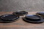 dinner set - gold edge black rustic handmade handcrafted | Plate in Dinnerware by Laima Ceramics. Item made of stoneware works with minimalism & contemporary style