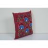 18" x 18" Hand Embroidered Suzani Pillow, Tribal Red Ethnic | Sham in Linens & Bedding by Vintage Pillows Store. Item composed of fabric