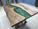 Living Room Epoxy Resin River Table, Live Edge Walnut Dining | Dining Table in Tables by LuxuryEpoxyFurniture. Item made of wood with synthetic