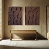 Diptych Wall Art Set (2 pieces) - Modern Textured Plaster Sculptures - Dark Brown Decor - Housewarming Gift | Wall Sculpture in Wall Hangings by Vaiva Art Atelier