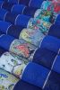 Upcycled Seat Cushion in Blue | Pillows by BOI. Item made of fabric works with contemporary style