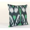 Uzbekistan Ikat Square Pillow Cover Cushion, Square Green Ha | Pillows by Vintage Pillows Store