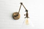 Clear Cone Shade - Adjustable Light - Model No. 7486 | Sconces by Peared Creation. Item made of brass