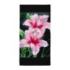 Towel - Desire - Pink Lily Floral Realism on Black | Work by Eman's Gallery
