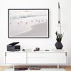 Minimalist beach photograph, 'Sanderlings' sandpiper print | Photography by PappasBland. Item made of paper compatible with minimalism and contemporary style