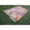 Vintage Pink Blue Turkish Kilim Rug - Designer Wool Carpet | Area Rug in Rugs by Vintage Pillows Store. Item composed of wool and fiber