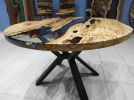 Custom Diameter, Round Olive Wood, Clear Epoxy Dining Table | Tables by LuxuryEpoxyFurniture. Item made of wood with synthetic