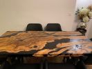 Olive Resin Table - Black Epoxy Table - Resin Dining Table | Tables by Tinella Wood. Item made of wood & synthetic