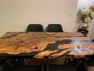 Olive Resin Table - Black Epoxy Table - Resin Dining Table | Tables by Tinella Collection. Item made of wood & synthetic