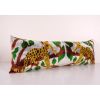 Tiger Design Yellow Extra Long Ikat Velvet Pillow, Animal Pr | Cushion in Pillows by Vintage Pillows Store