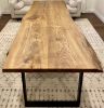 Live Edge Double Desk Hand Made Using Solid Elm Wood | Dining Table in Tables by Good Wood Brothers. Item made of wood