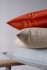 Red Orange Ribbed Velvet Pillow 20x20 | Pillows by Vantage Design