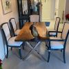 Custom Made Epoxy Table with Clear Resin | Dining Table in Tables by Ironscustomwood. Item composed of walnut & metal