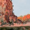 Katherine Gorge Sunset | Oil And Acrylic Painting in Paintings by Meredith H. Item composed of canvas in contemporary or country & farmhouse style