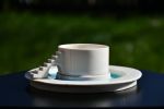 CASTLE COFFEE SET (blue glass moat) | Cup in Drinkware by 4AM Product Design. Item made of ceramic with glass works with mid century modern & art deco style