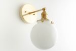 Opal Globe Sconce - Bathroom Lighting - Model No. 1077 | Sconces by Peared Creation. Item composed of brass