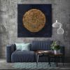 Gold leaf art navy blue wall art painting canvas 3d wall | Oil And Acrylic Painting in Paintings by Berez Art. Item made of canvas works with minimalism style