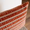 Coral and Teal Rouched Stripe Lumbar Pillow 14x22 | Pillows by Vantage Design