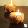 Gaja Handmade Terracotta Tealight Holder (Pack of 2) | Candle Holder in Decorative Objects by Lit Lamps - Sustainable Mindful Lighting
