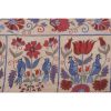 Suzani Tapestry With Bird Design, Animal Pictorial Silk on S | Tablecloth in Linens & Bedding by Vintage Pillows Store