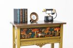 Handcrafted Tall Green Console Table with Drawer – Amanita Mushroom & Forest Motif Entryway Table | Tables by Birds and Gardens Inc