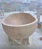 Handmade Light Travertine Bathtub – Modern Stone Soaking Tub | Water Fixtures by AEGEAN MARBLE ARTISAN ATELIER