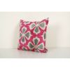 Handloom Pink Ikat Velvet Pillow - Square Floral Uzbek Silk | Sham in Linens & Bedding by Vintage Pillows Store. Item composed of cotton