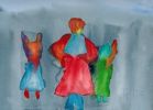 Ukranian Dancers - Original Watercolor | Watercolor Painting in Paintings by Rita Winkler - "My Art, My Shop" (original watercolors by artist with Down syndrome). Item made of paper compatible with mid century modern and contemporary style