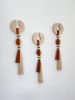 Handmade Boho Tassel Wall Hanging – Yarn & Wood Hook Decor, Terracotta Beige Set of 3 | Macrame Wall Hanging in Wall Hangings by RavaTapestryArt