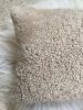 18” x 18” Tan Shearling Sheepskin Pillow | Cushion in Pillows by East Perry. Item made of fiber