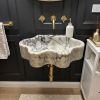 Calacatta Viola Marble Flower Shaped Floating Sink | Water Fixtures by AYMARBLEDESIGN LLC