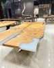 Light Wood Dining Table, White Epoxy Resin Table | Tables by Tinella Collection. Item made of wood with synthetic works with contemporary & modern style