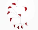 Hanging Mobile Red USA Sleek Minimalist Modern Design | Wall Sculpture in Wall Hangings by Skysetter Designs. Item made of metal compatible with minimalism and modern style