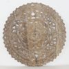 Haussmann® Teak Lotus Panel Inlay Round 60 cm H Sand Washed | Engraving in Art & Wall Decor by Haussmann®