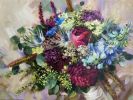 Bridal bouquet painting from photo, Wedding flowers portrait | Oil And Acrylic Painting in Paintings by Natart. Item composed of canvas & synthetic