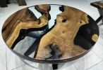 Custom Order 42" Diameter Round Walnut Wood Clear Epoxy | Dining Table in Tables by LuxuryEpoxyFurniture. Item made of wood with synthetic