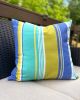 Ocean Blue Green Striped Throw Pillow | OCEAN | Cushion in Pillows by Limbo Imports Hammocks. Item composed of fabric