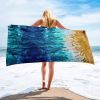 Beach Towel - Good Tidings - Fluid Blue Gold Ocean | Work by Eman's Gallery