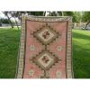 Vintage Anatolian Oushak Kars Handwoven Ushak Area Rug | Rugs by Vintage Pillows Store. Item composed of cotton & fiber