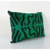 Green Tiger Ikat Velvet Pillow, Handloom Silk Lumbar Cushion | Pillows by Vintage Pillows Store