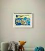 Blue Airwaves - Original Collage - Minimalist Abstract Ocean | Paintings by Eman's Gallery